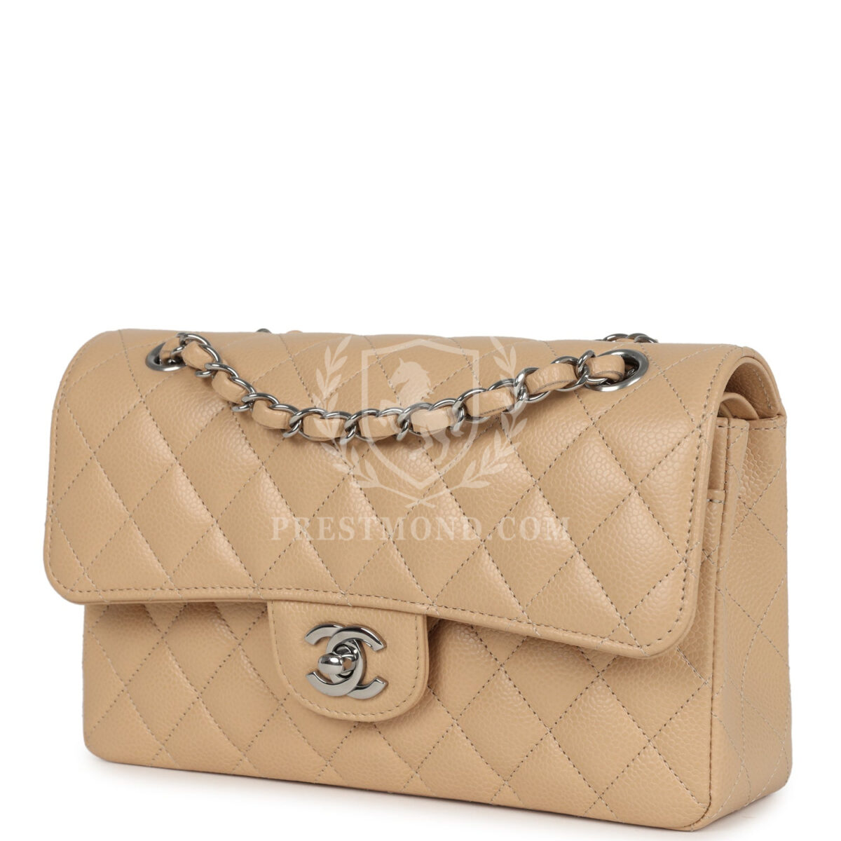 Chanel Small Classic Double Flap Bag Beige Caviar Silver Hardware — изображение 5