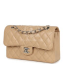 Chanel Small Classic Double Flap Bag Beige Caviar Silver Hardware