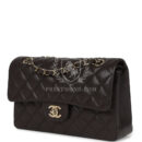 Chanel Small Classic Double Flap Bag Brown Shiny Caviar Light Gold Hardware