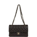 Chanel Small Classic Double Flap Bag Brown Shiny Caviar Light Gold Hardware