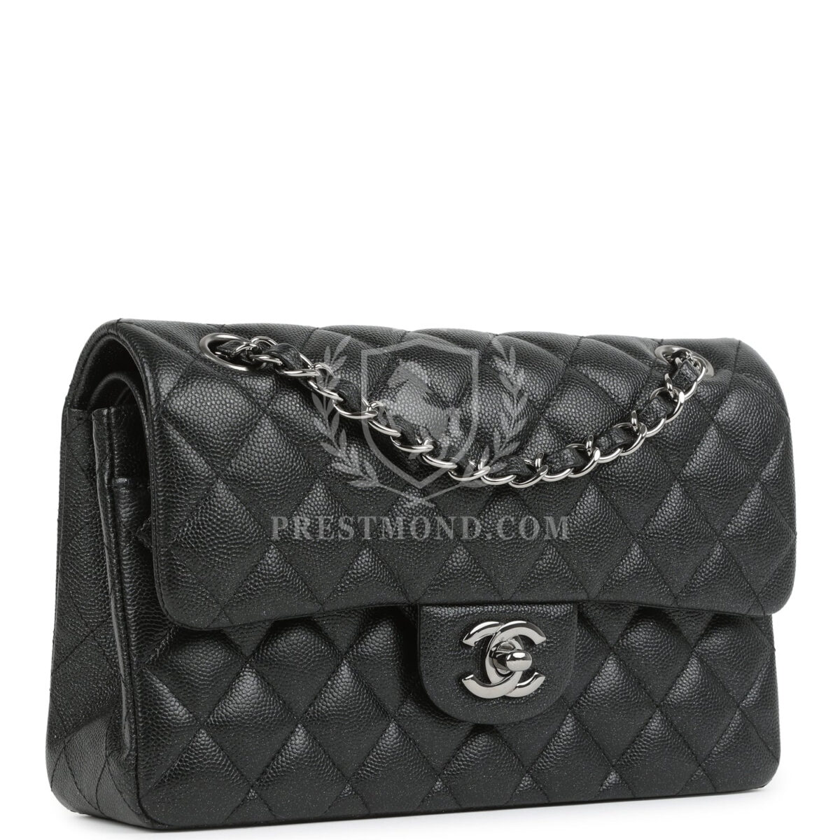 Chanel Small Classic Double Flap Bag Black Iridescent Caviar Ruthenium Hardware — изображение 2