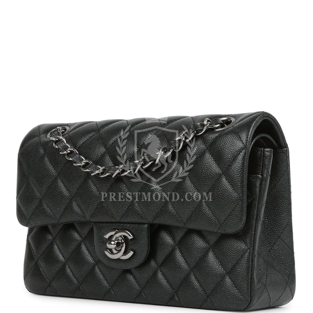 Chanel Small Classic Double Flap Bag Black Iridescent Caviar Ruthenium Hardware — изображение 5