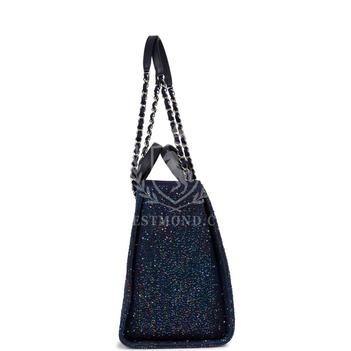 Chanel Large Deauville Shopping Tote Blue Sequin Boucle Silver Hardware — изображение 4