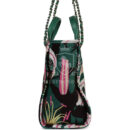 Chanel Small Deauville Shopping Tote Green and Pink Tropical Floral Velvet Light Gold Hardware