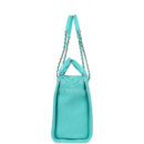 Chanel Small Deauville Shopping Tote Turquoise Canvas Light Gold Hardware