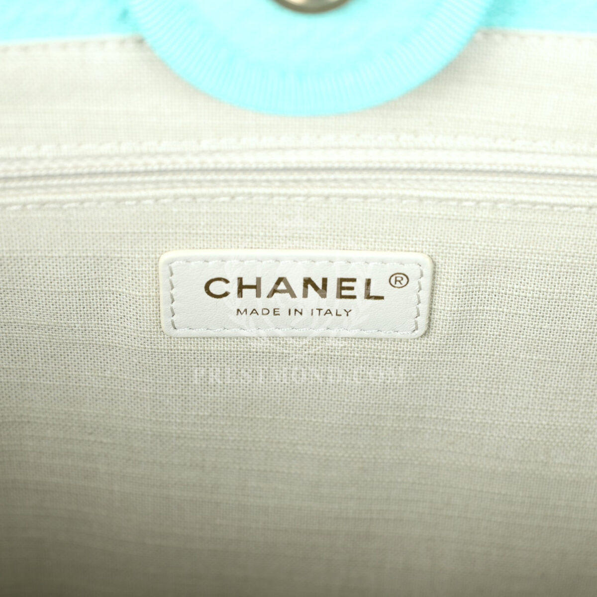 Chanel Small Deauville Shopping Tote Turquoise Canvas Light Gold Hardware — изображение 8