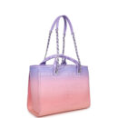 Chanel Small Deauville Shopping Tote Pink and Purple Ombre Calfskin Silver Hardware