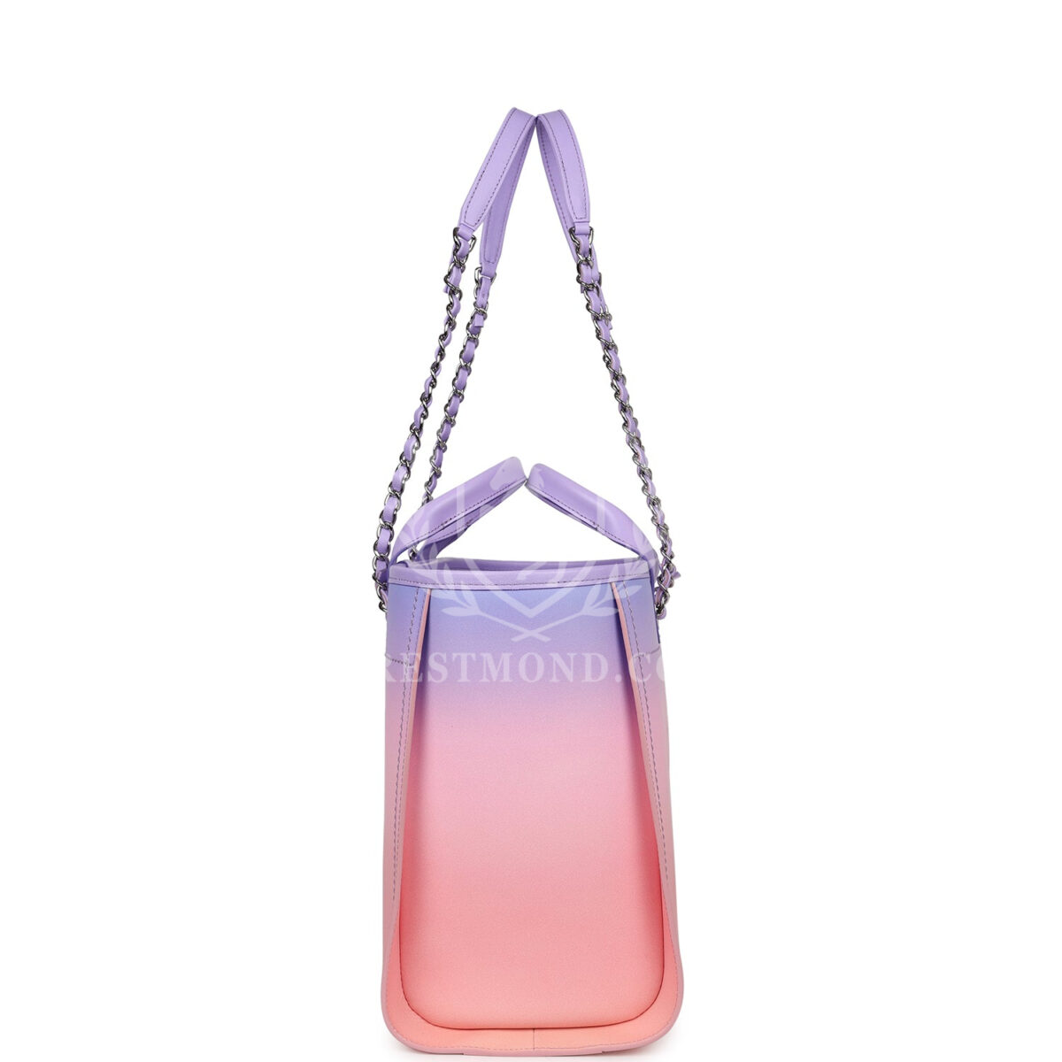 Chanel Small Deauville Shopping Tote Pink and Purple Ombre Calfskin Silver Hardware — изображение 3