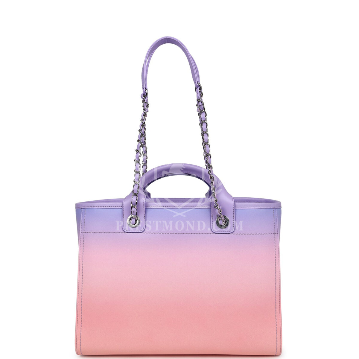 Chanel Small Deauville Shopping Tote Pink and Purple Ombre Calfskin Silver Hardware — изображение 4