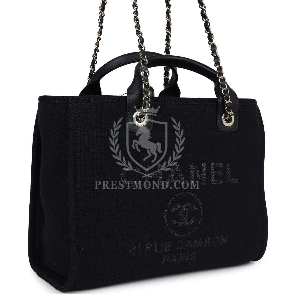 Chanel Small Deauville Shopping Tote Black Canvas Light Gold Hardware — изображение 3