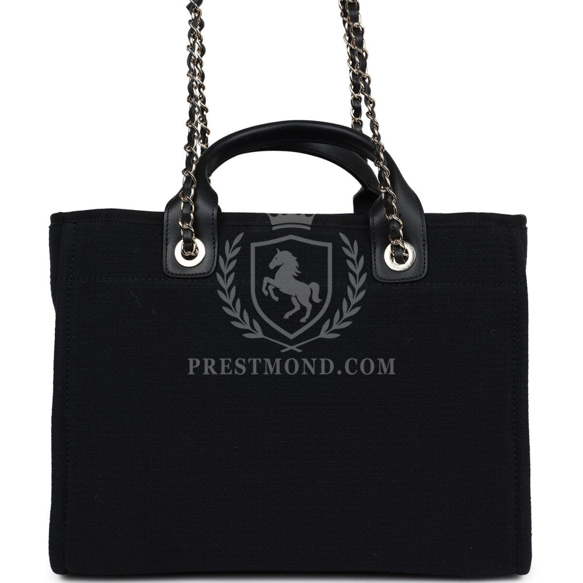 Chanel Small Deauville Shopping Tote Black Canvas Light Gold Hardware — изображение 5