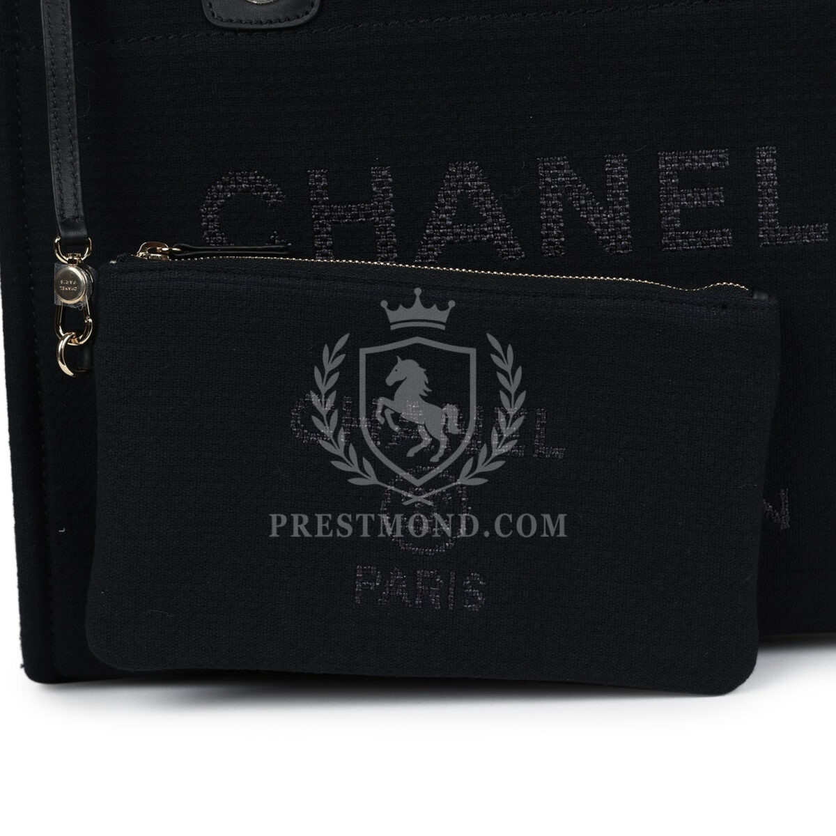 Chanel Small Deauville Shopping Tote Black Canvas Light Gold Hardware — изображение 7