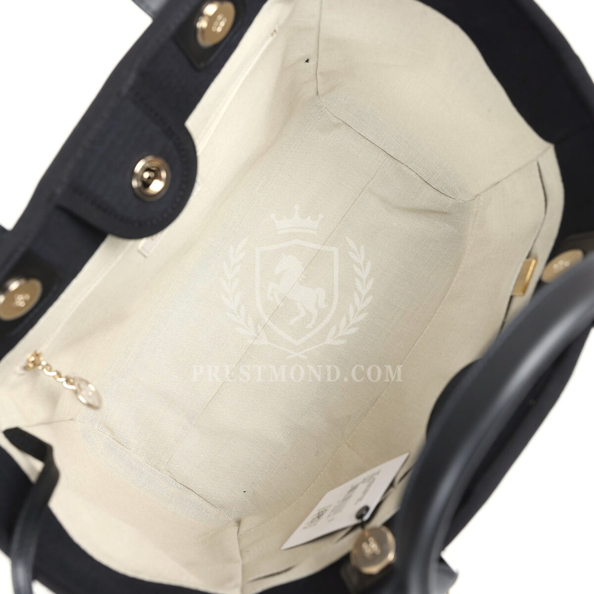 Chanel Small Deauville Shopping Tote Black Canvas Light Gold Hardware — изображение 9