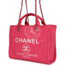 Chanel Small Deauville Shopping Tote Hot Pink Canvas Light Gold Hardware