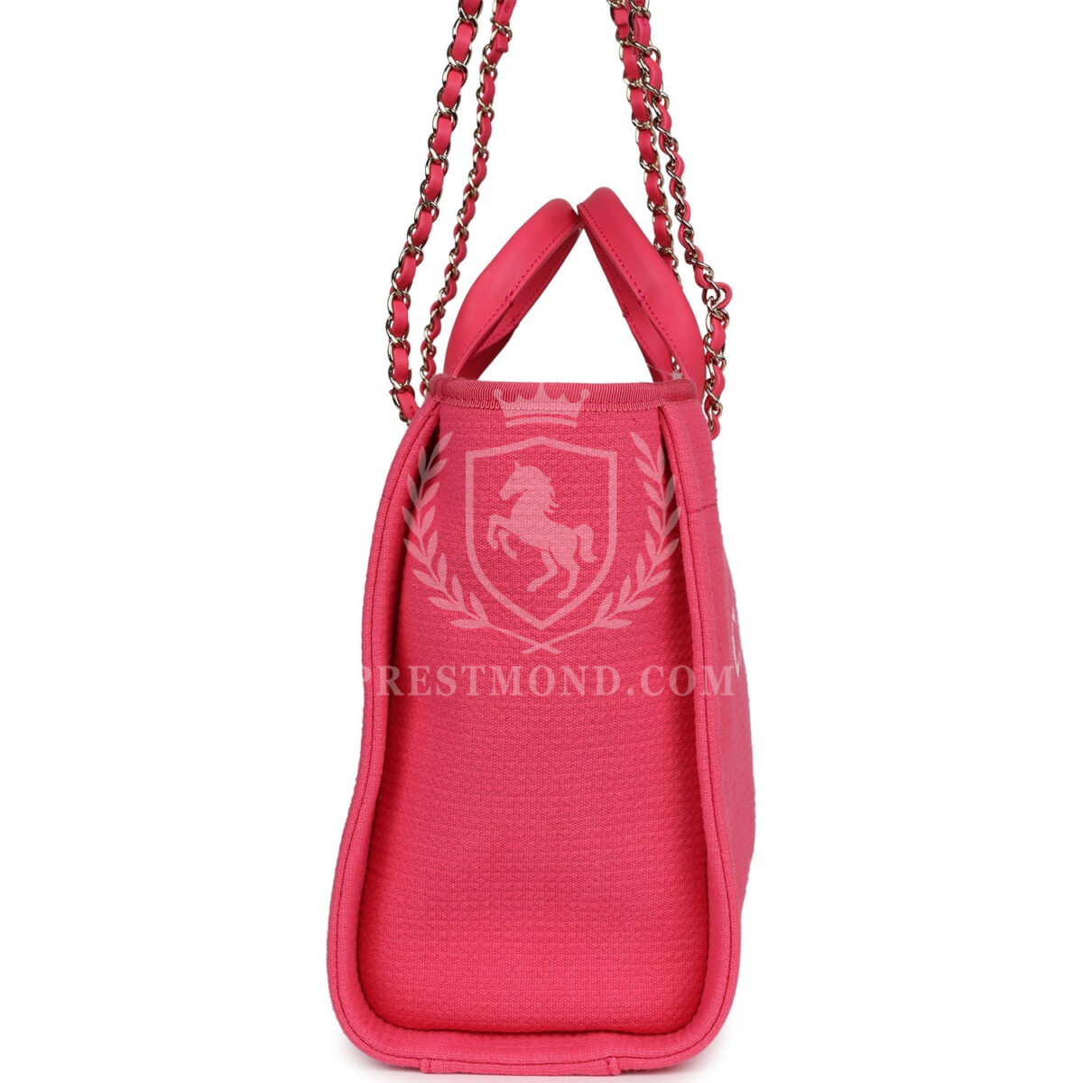 Chanel Small Deauville Shopping Tote Hot Pink Canvas Light Gold Hardware — изображение 3