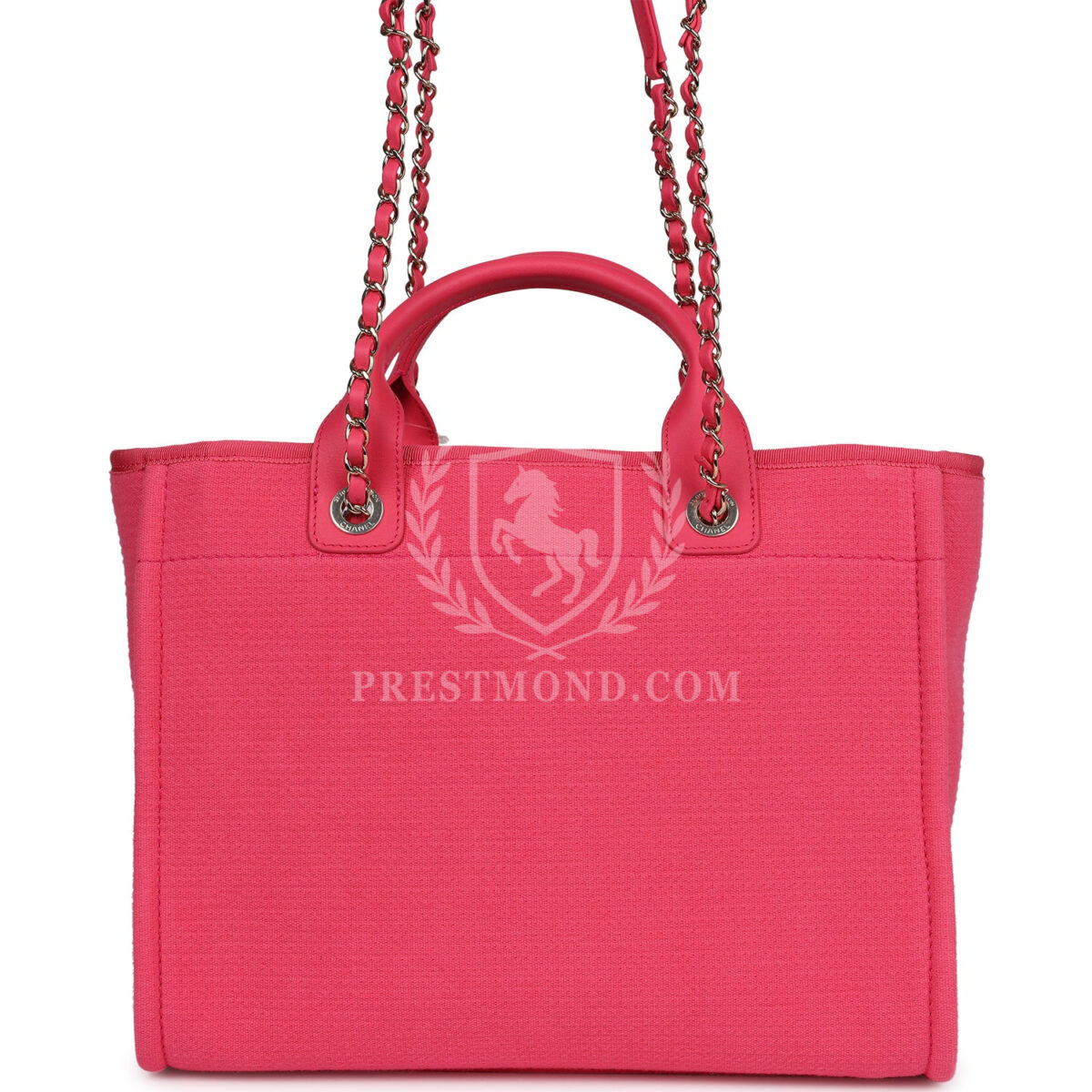 Chanel Small Deauville Shopping Tote Hot Pink Canvas Light Gold Hardware — изображение 4