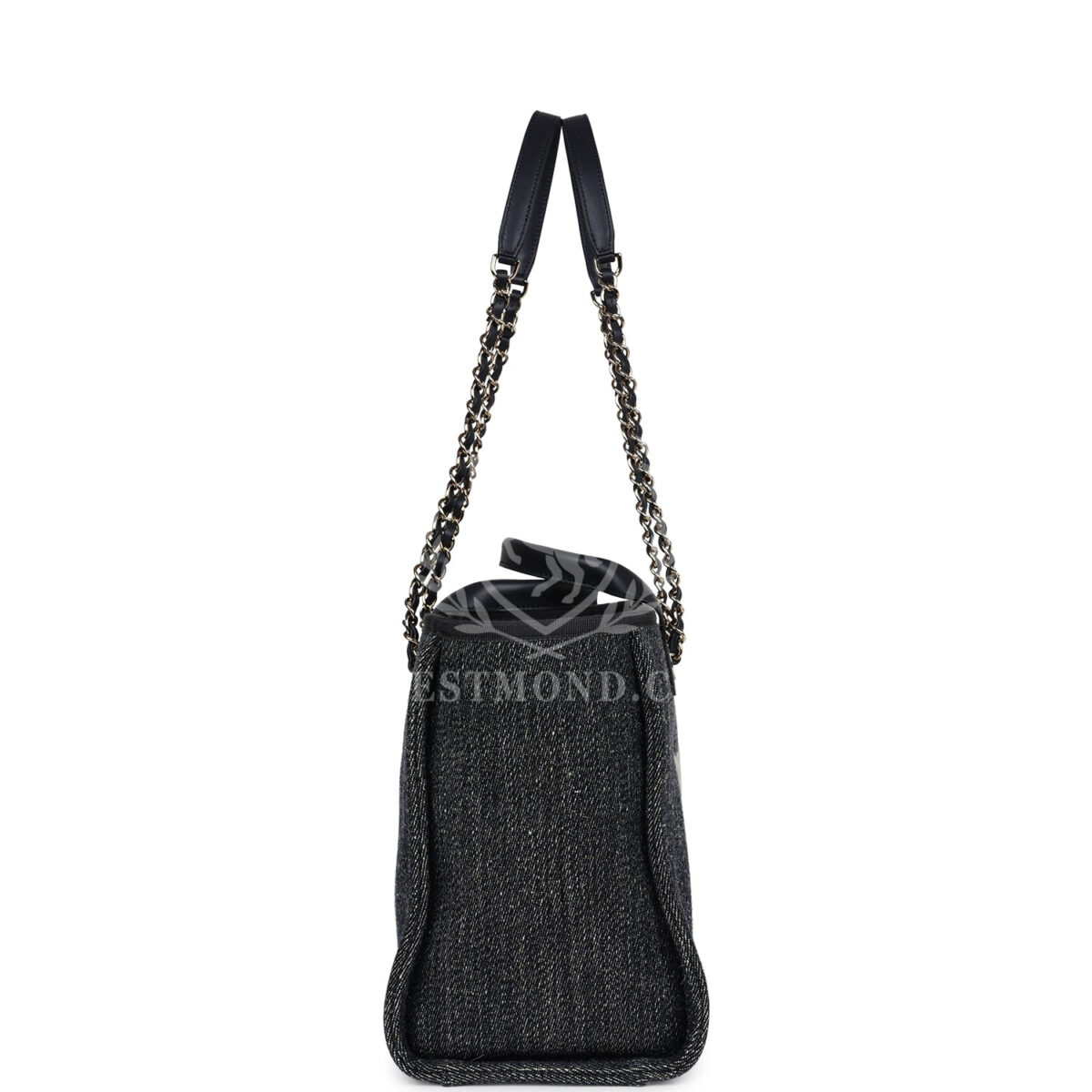 Chanel Small Deauville Shopping Tote Dark Blue Denim Light Gold Hardware — изображение 3