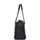 Chanel Small Deauville Shopping Tote Dark Blue Denim Light Gold Hardware