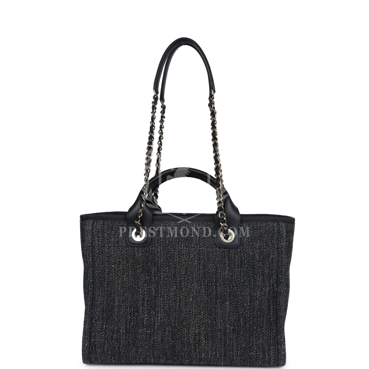 Chanel Small Deauville Shopping Tote Dark Blue Denim Light Gold Hardware — изображение 4