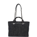 Chanel Small Deauville Shopping Tote Dark Blue Denim Light Gold Hardware