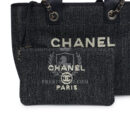 Chanel Small Deauville Shopping Tote Dark Blue Denim Light Gold Hardware