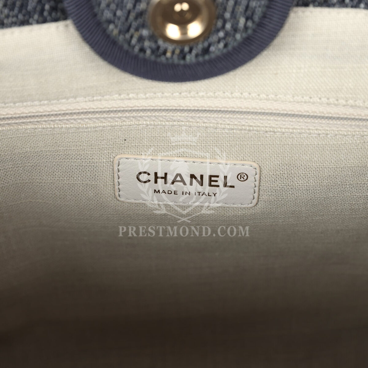 Chanel Small Deauville Shopping Tote Dark Blue Denim Light Gold Hardware — изображение 8