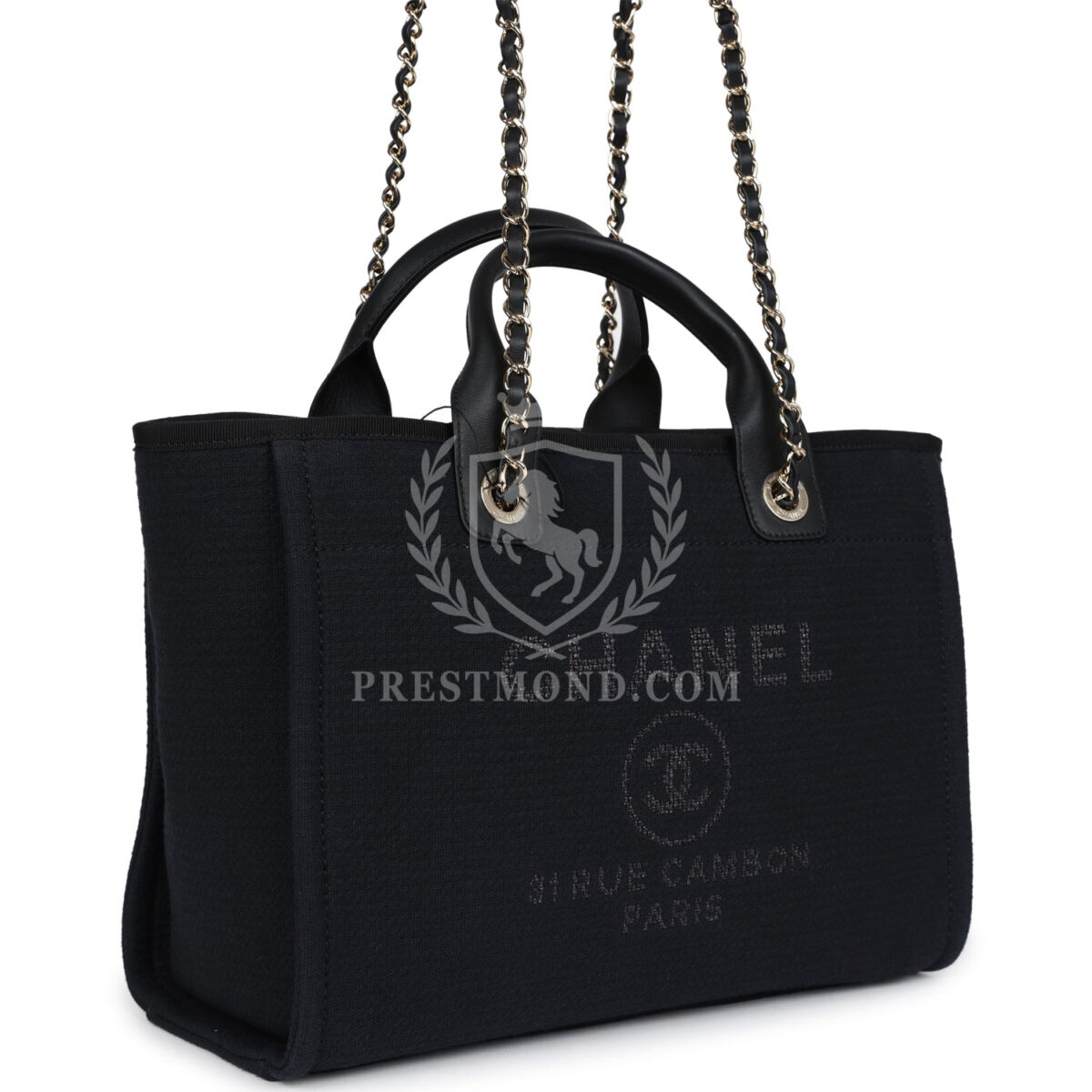 Chanel Small Deauville Shopping Tote Black Canvas Light Gold Hardware — изображение 3