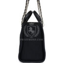 Chanel Small Deauville Shopping Tote Black Canvas Light Gold Hardware