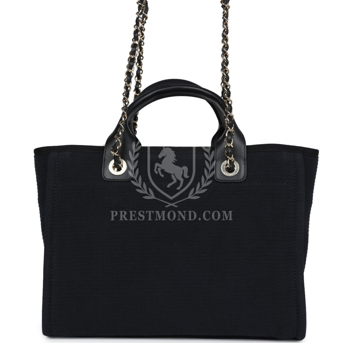 Chanel Small Deauville Shopping Tote Black Canvas Light Gold Hardware — изображение 6