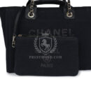 Chanel Small Deauville Shopping Tote Black Canvas Light Gold Hardware