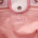 Chanel Medium Deauville Shopping Tote Light Pink Raffia and Canvas Silver Hardware