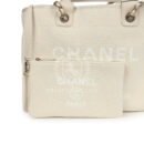 Chanel Small Deauville Shopping Tote Ivory Canvas Light Gold Hardware