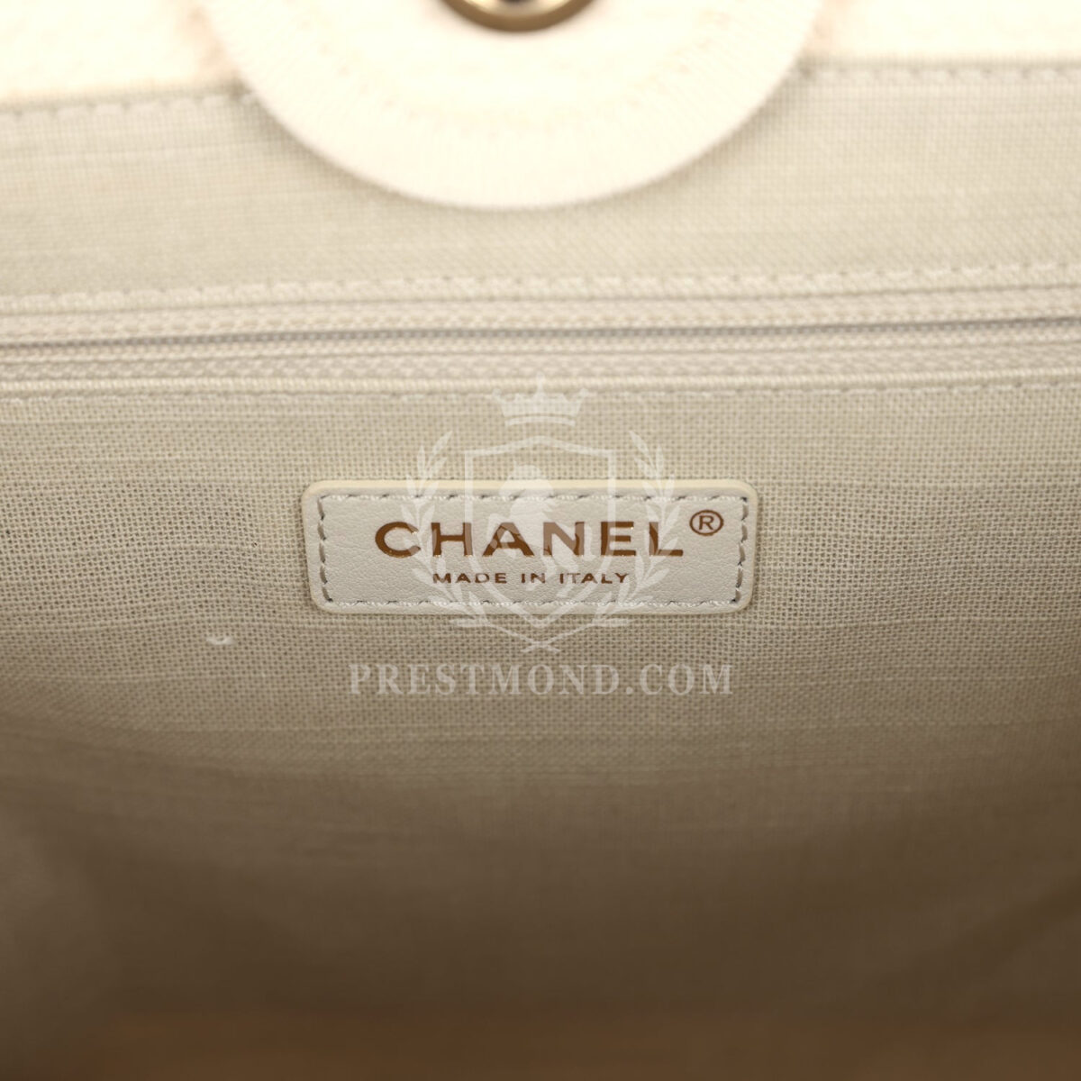 Chanel Small Deauville Shopping Tote Ivory Canvas Light Gold Hardware — изображение 9