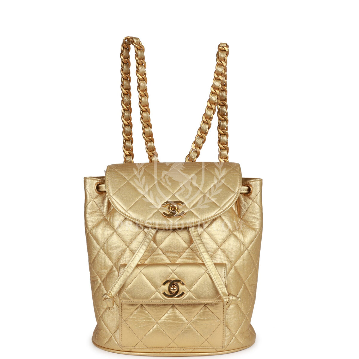 Vintage Chanel Duma Backpack Gold Metallic Lambskin Gold Hardware — изображение 7