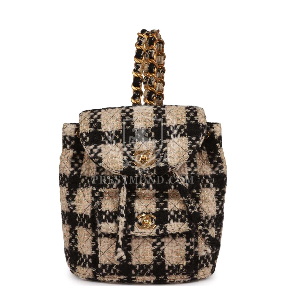 Vintage Chanel Duma Backpack Beige and Black Tweed Gold Hardware — изображение 9