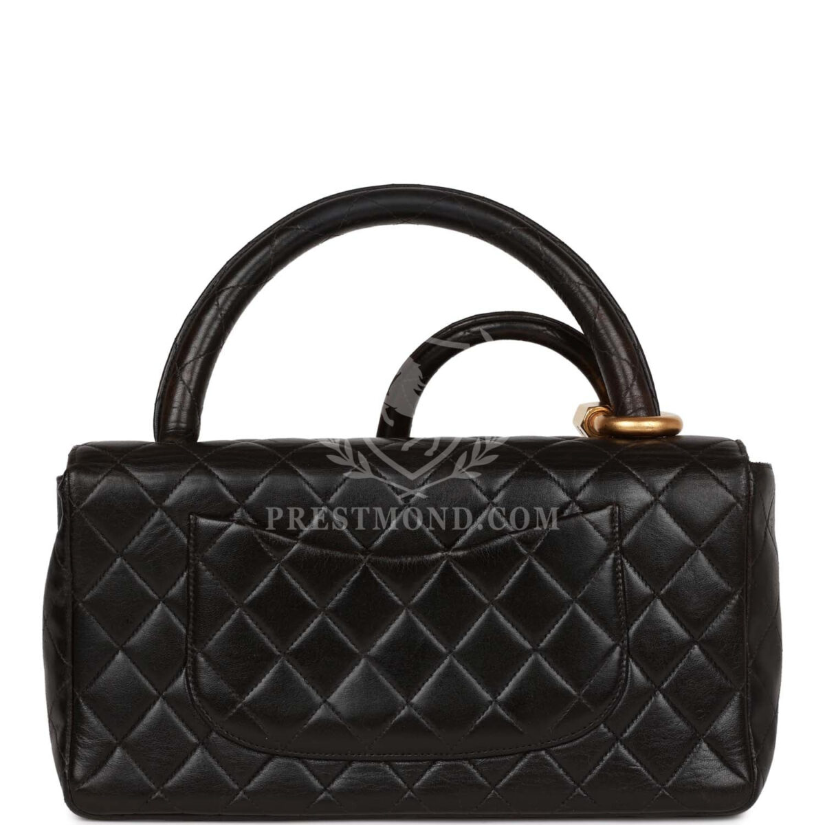Vintage Chanel Kelly Parent and Child Flap Bag Set Black Lambskin Gold Hardware — изображение 4