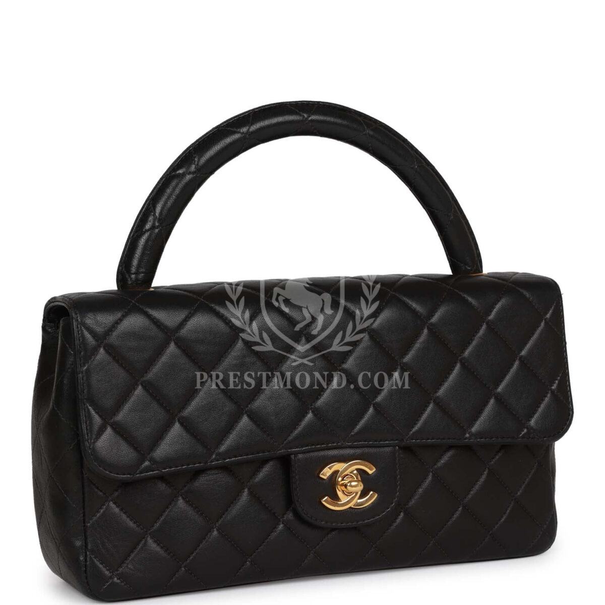 Vintage Chanel Kelly Parent Flap Bag Black Lambskin Gold Hardware — изображение 2