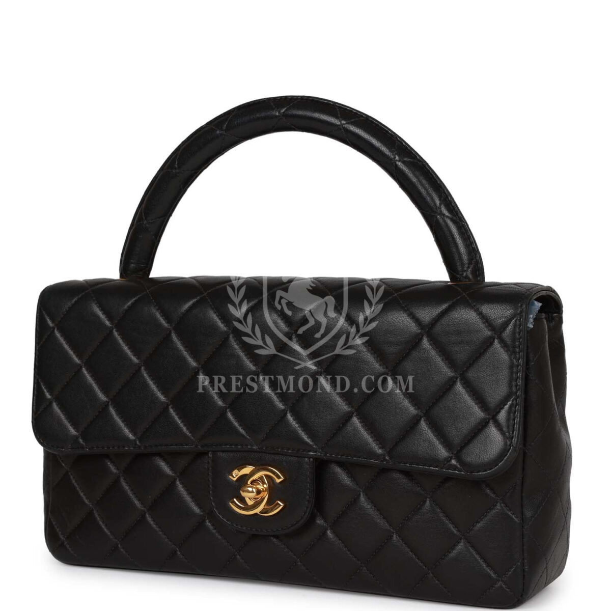 Vintage Chanel Kelly Parent Flap Bag Black Lambskin Gold Hardware — изображение 5