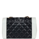 Vintage Chanel Small Diana Flap Bag White and Navy Lambskin Gold Hardware