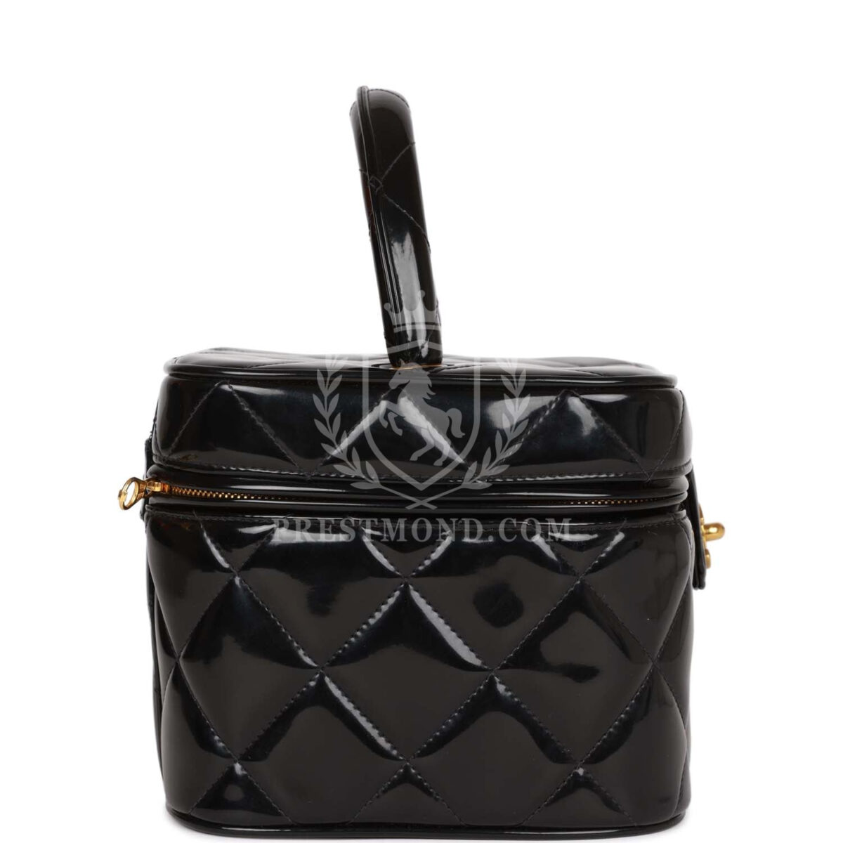 Vintage Chanel Vanity Heart Mirror Bag Black Patent Gold Hardware — изображение 3