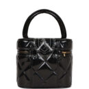 Vintage Chanel Vanity Heart Mirror Bag Black Patent Gold Hardware