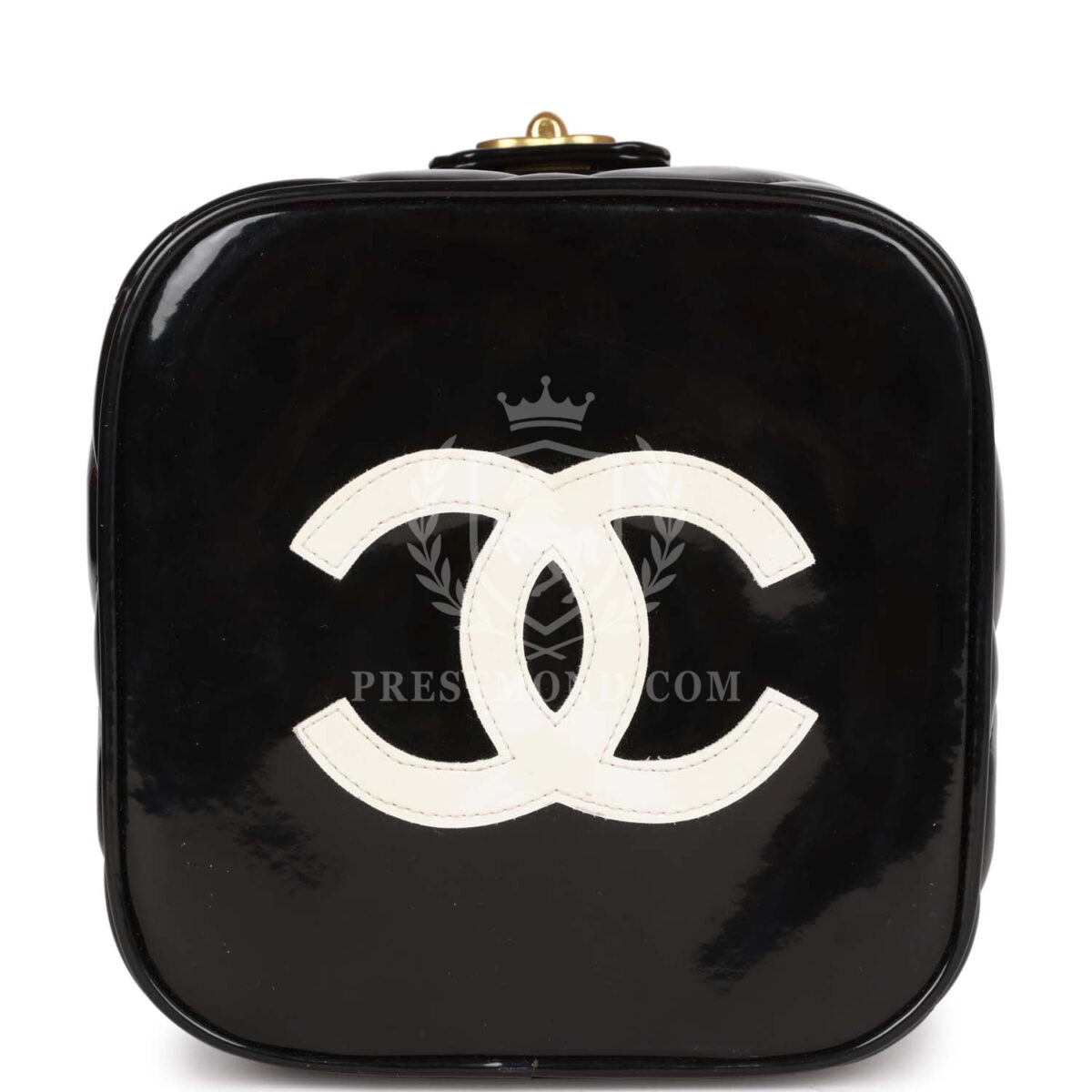 Vintage Chanel Vanity Heart Mirror Bag Black Patent Gold Hardware — изображение 6