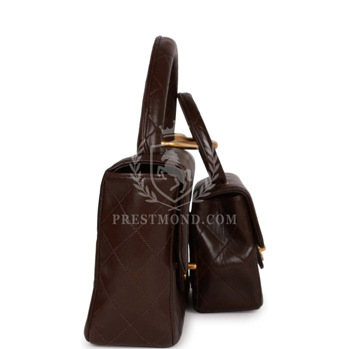 Vintage Chanel Kelly Parent and Child Flap Bag Set Brown Lambskin Gold Hardware — изображение 3