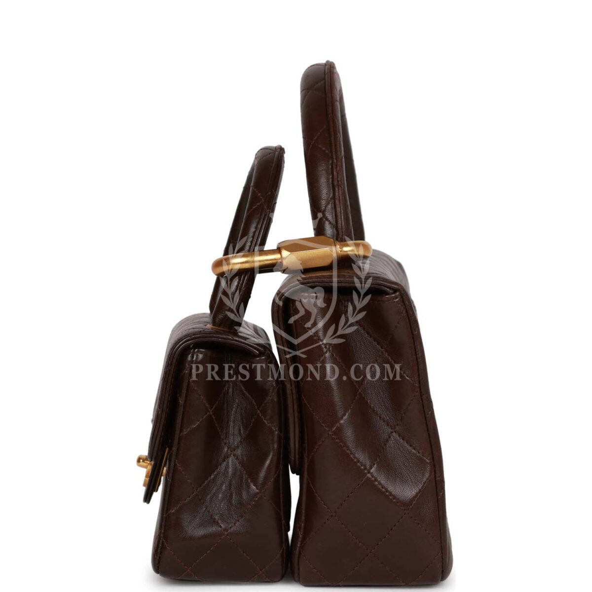 Vintage Chanel Kelly Parent and Child Flap Bag Set Brown Lambskin Gold Hardware — изображение 6