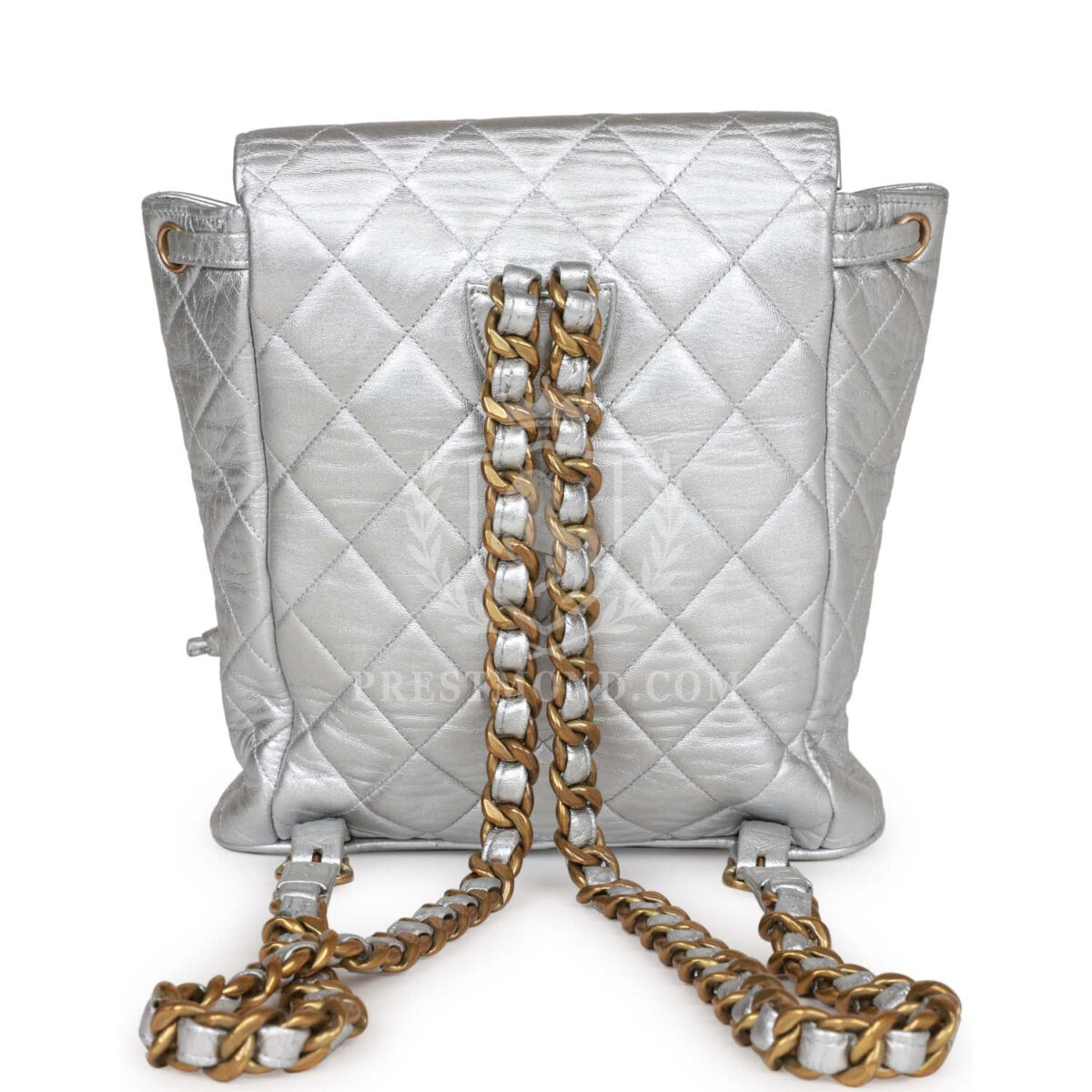 Vintage Chanel Duma Backpack Silver Metallic Lambskin Gold Hardware — изображение 4