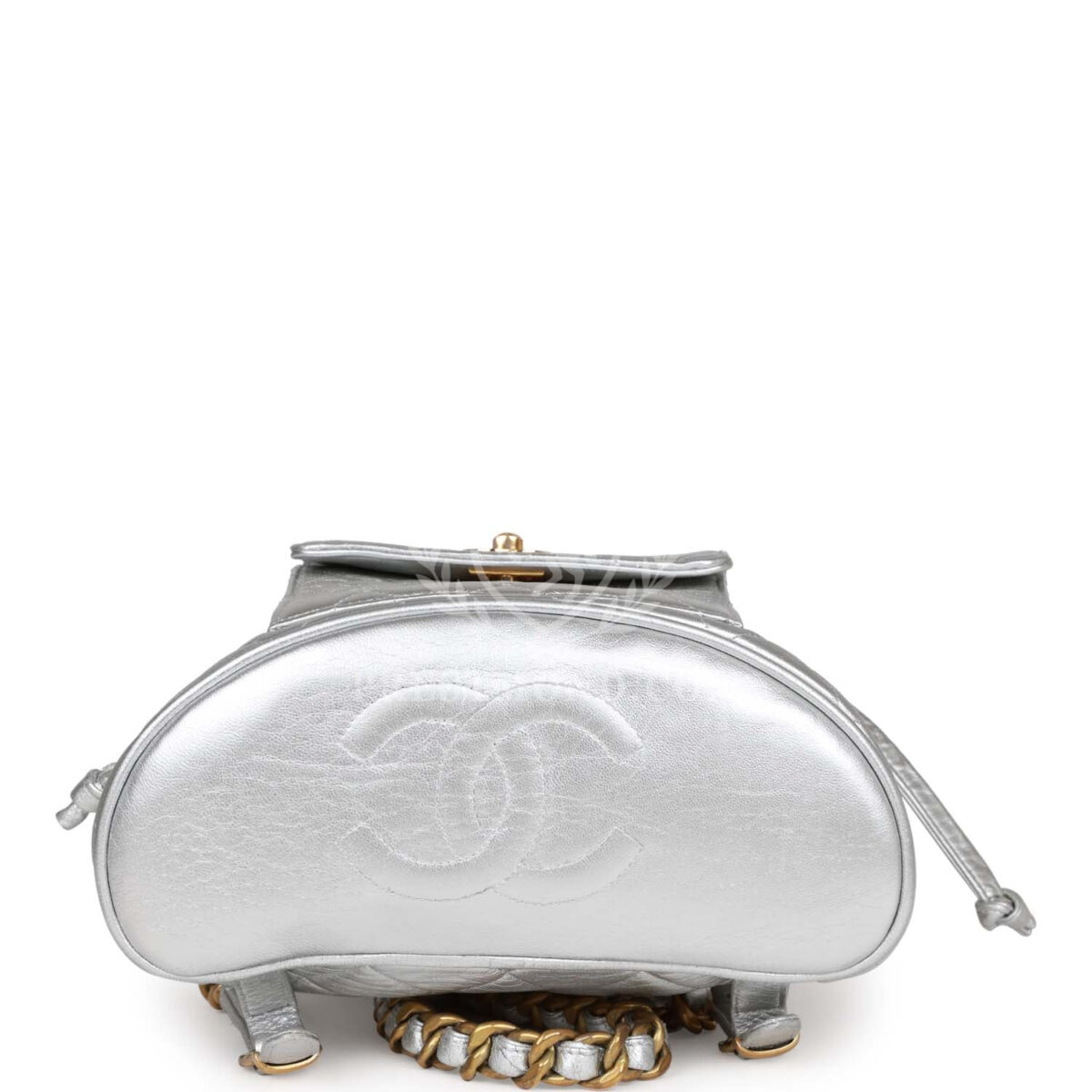 Vintage Chanel Duma Backpack Silver Metallic Lambskin Gold Hardware — изображение 6