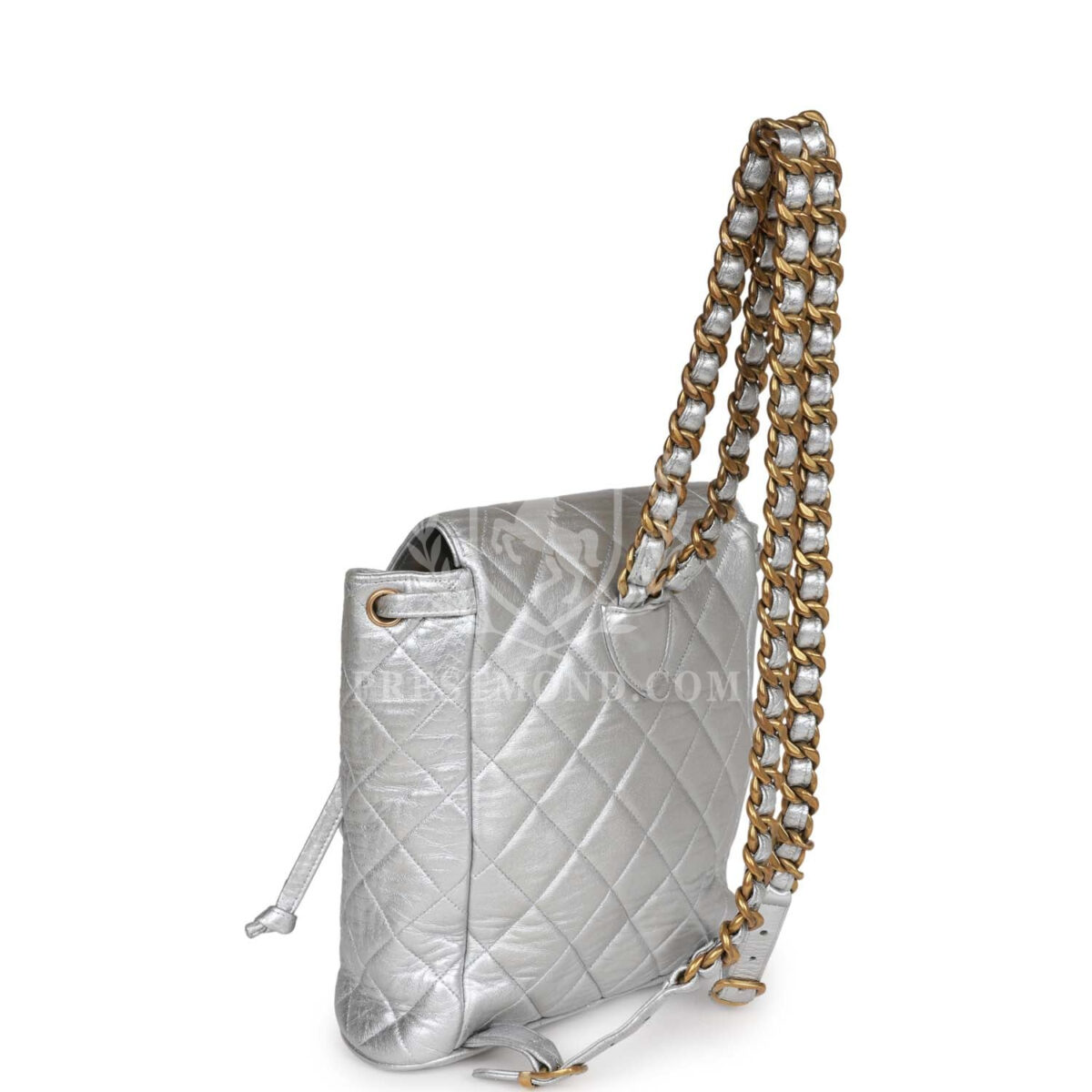 Vintage Chanel Duma Backpack Silver Metallic Lambskin Gold Hardware — изображение 8