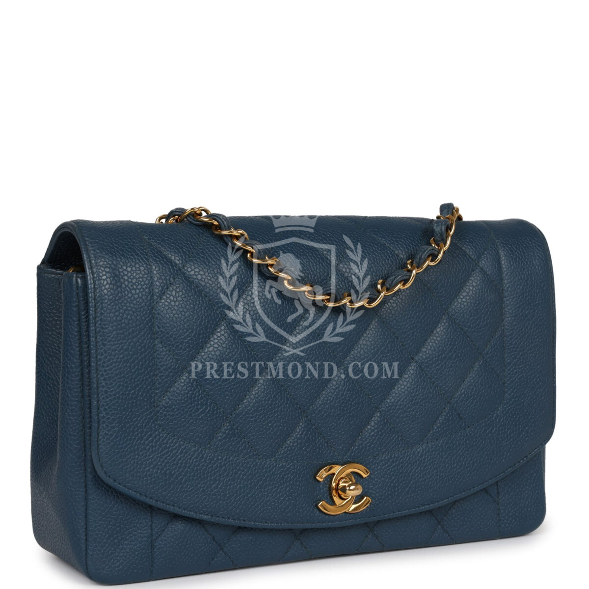 Vintage Chanel Medium Diana Flap Bag Blue Caviar Gold Hardware — изображение 2