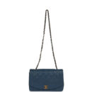 Vintage Chanel Medium Diana Flap Bag Blue Caviar Gold Hardware