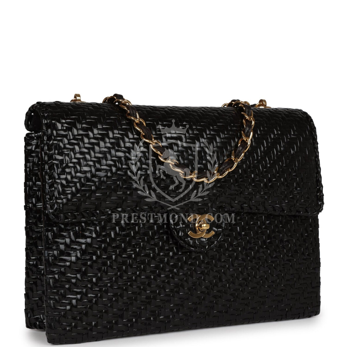 Vintage Chanel Flap Bag Black Wicker Gold Hardware — изображение 2